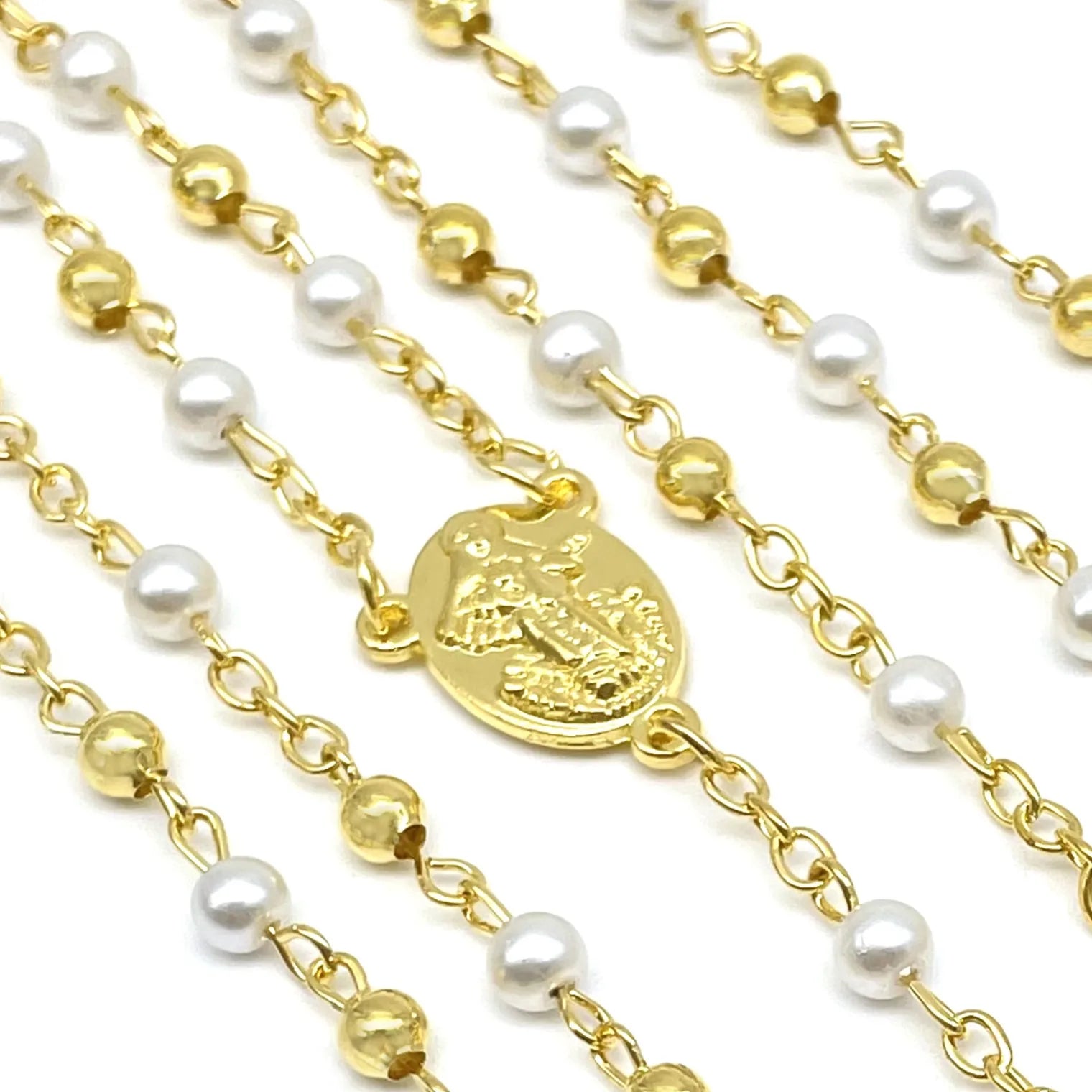 12X Baptism Rosary White Gold Party Favors Recuerdos De Bautizo/Quinceanera /Boda/Communion