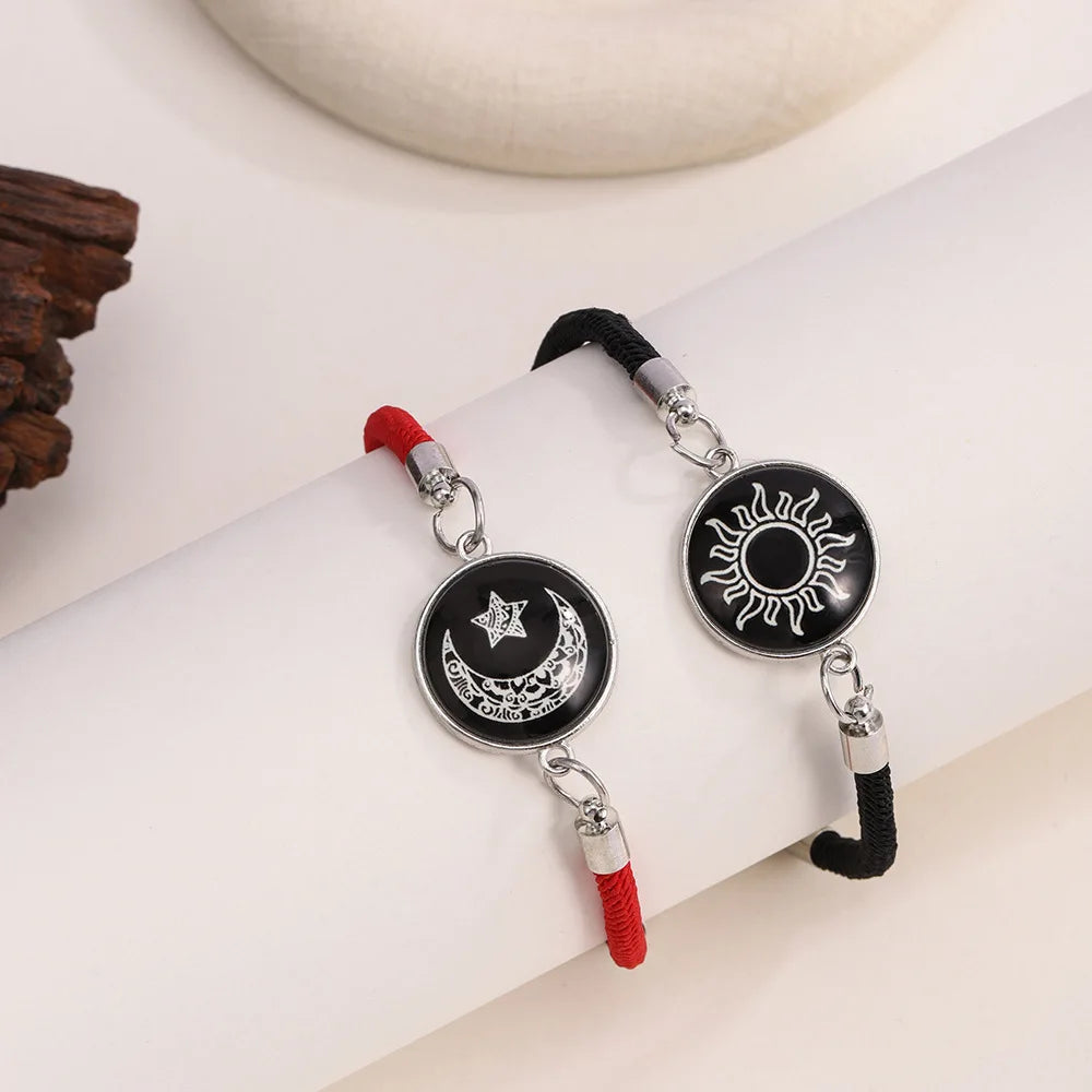 1/2Pcs Luminous Sun Moon Braided Bracelets for Lovers Adjustable Couple Bracelets Fashion Valentine Day Jewelry Girlfriend Gift
