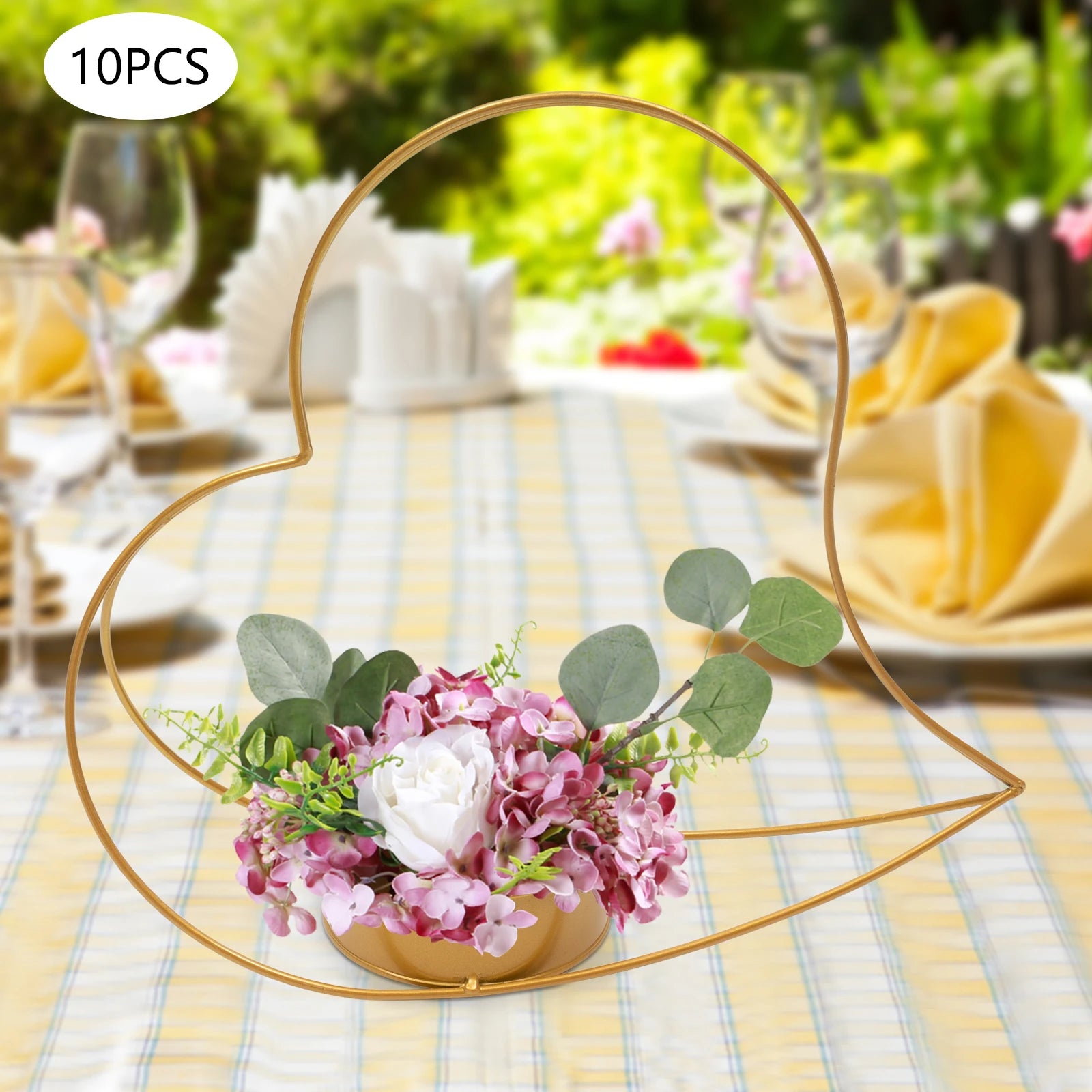 10* Big Peach Heart Flower Baskets Gold Vases Floral Stand Table Decorations for Centerpieces 36*36cm