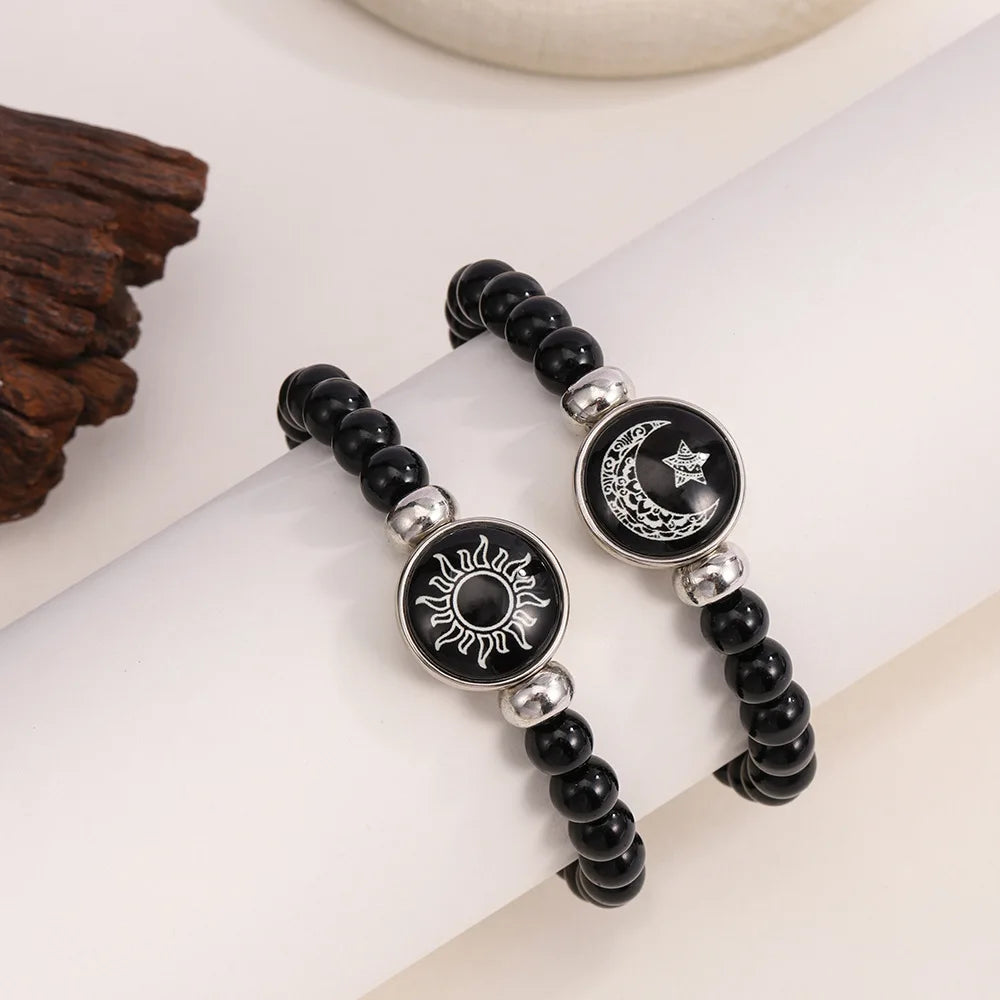 1/2Pcs Luminous Sun Moon Braided Bracelets for Lovers Adjustable Couple Bracelets Fashion Valentine Day Jewelry Girlfriend Gift