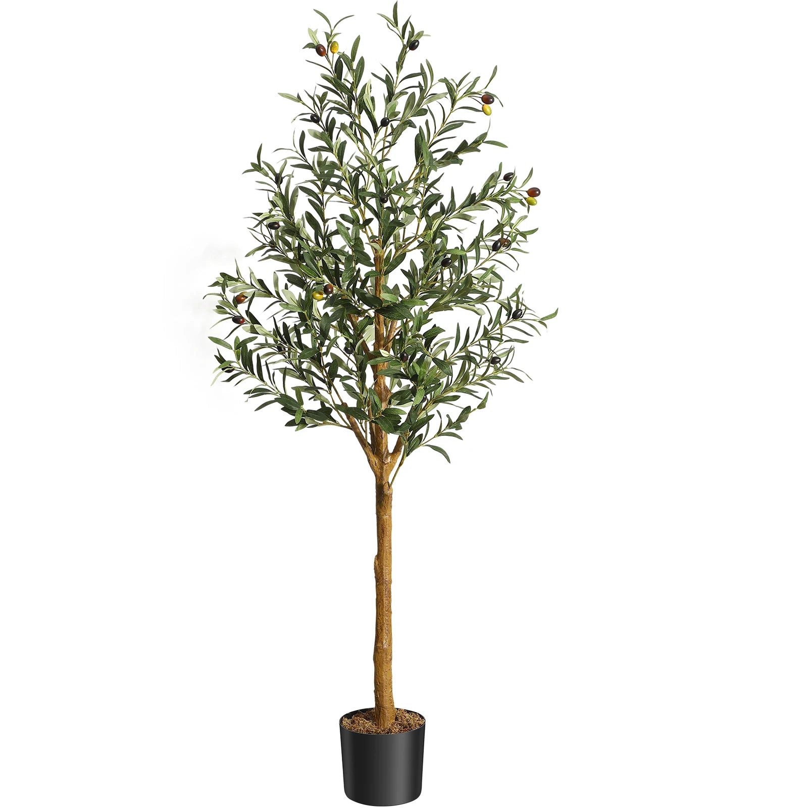 1Pc/2Pcs Artificial Olive Tree 4ft / 5ft / 6ft, Large Artificial Plants Fake Plastic Plants in Pot for Home Bedroom Decor