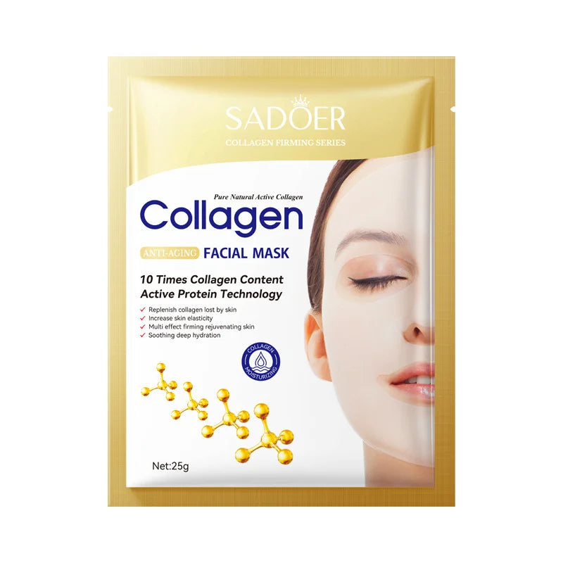 10PCS Collagen Anti Wrinkle Facial Mask Anti Aging Fade Fine Lines Firm Skin Moisturizing Brightening SkinCare Korean Cosmetics