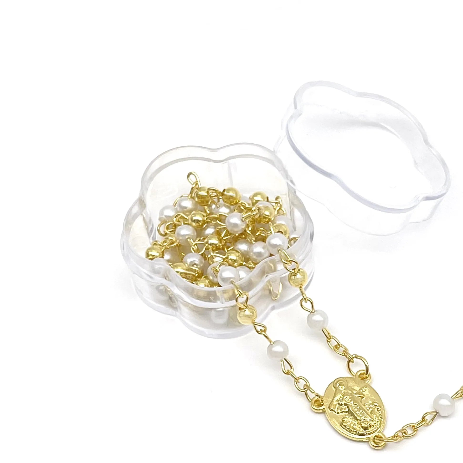 12X Baptism Rosary White Gold Party Favors Recuerdos De Bautizo/Quinceanera /Boda/Communion