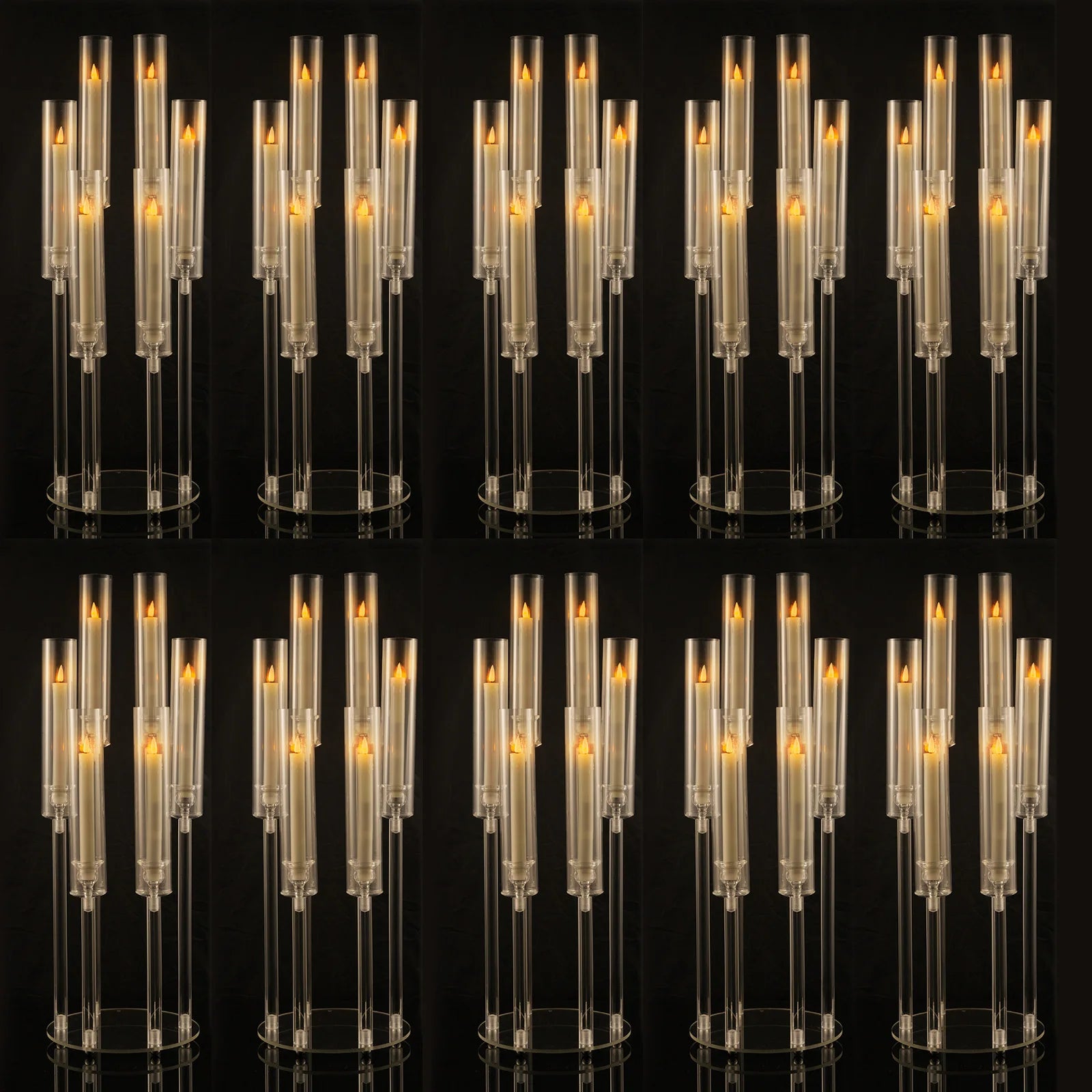 10pcs Candlestick Holde 6 Arm Candelabras Clear Taper Candle Holders Candlestick Holder for Wedding, Party, Dining Table
