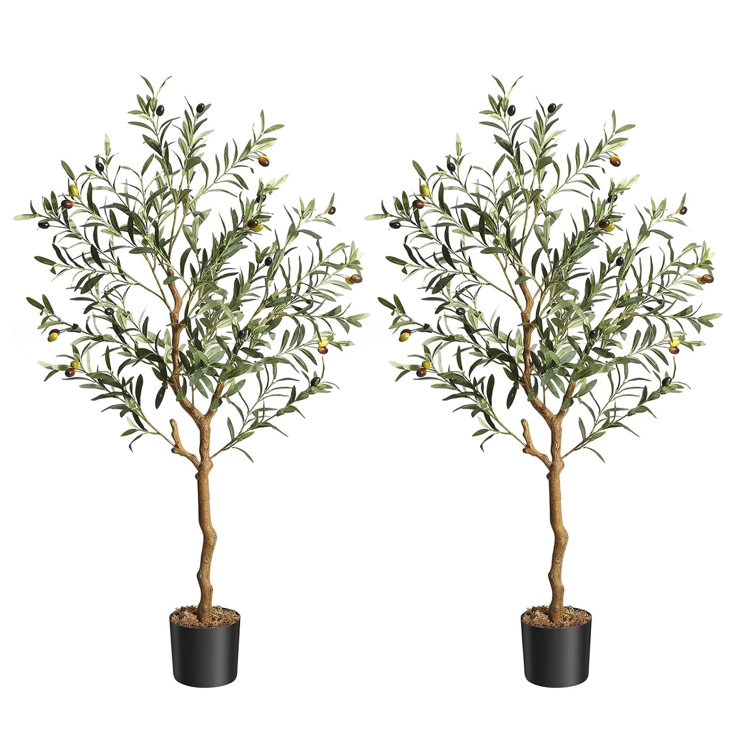 1Pc/2Pcs Artificial Olive Tree 4ft / 5ft / 6ft, Large Artificial Plants Fake Plastic Plants in Pot for Home Bedroom Decor