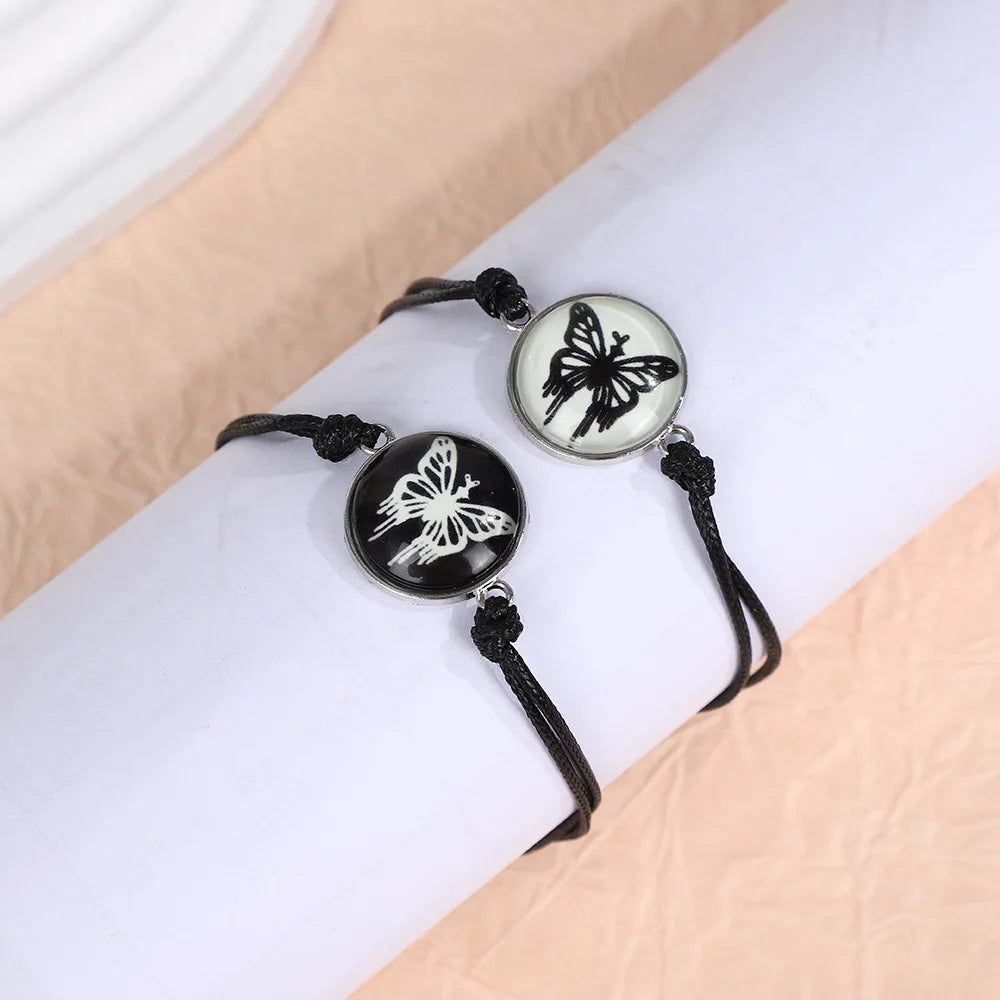 1/2Pcs Luminous Sun Moon Braided Bracelets for Lovers Adjustable Couple Bracelets Fashion Valentine Day Jewelry Girlfriend Gift