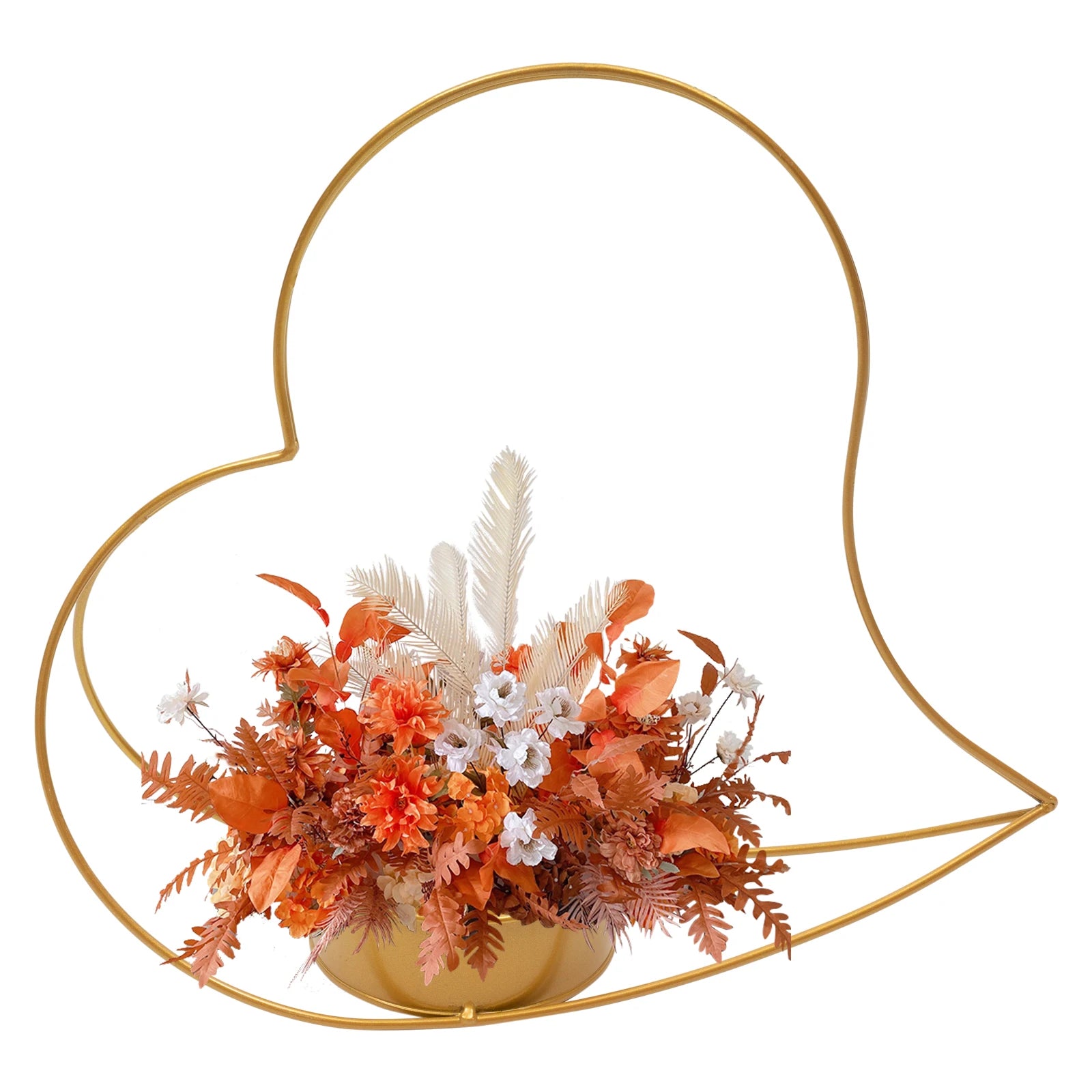 10* Big Peach Heart Flower Baskets Gold Vases Floral Stand Table Decorations for Centerpieces 36*36cm