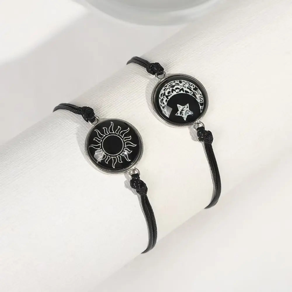 1/2Pcs Luminous Sun Moon Braided Bracelets for Lovers Adjustable Couple Bracelets Fashion Valentine Day Jewelry Girlfriend Gift