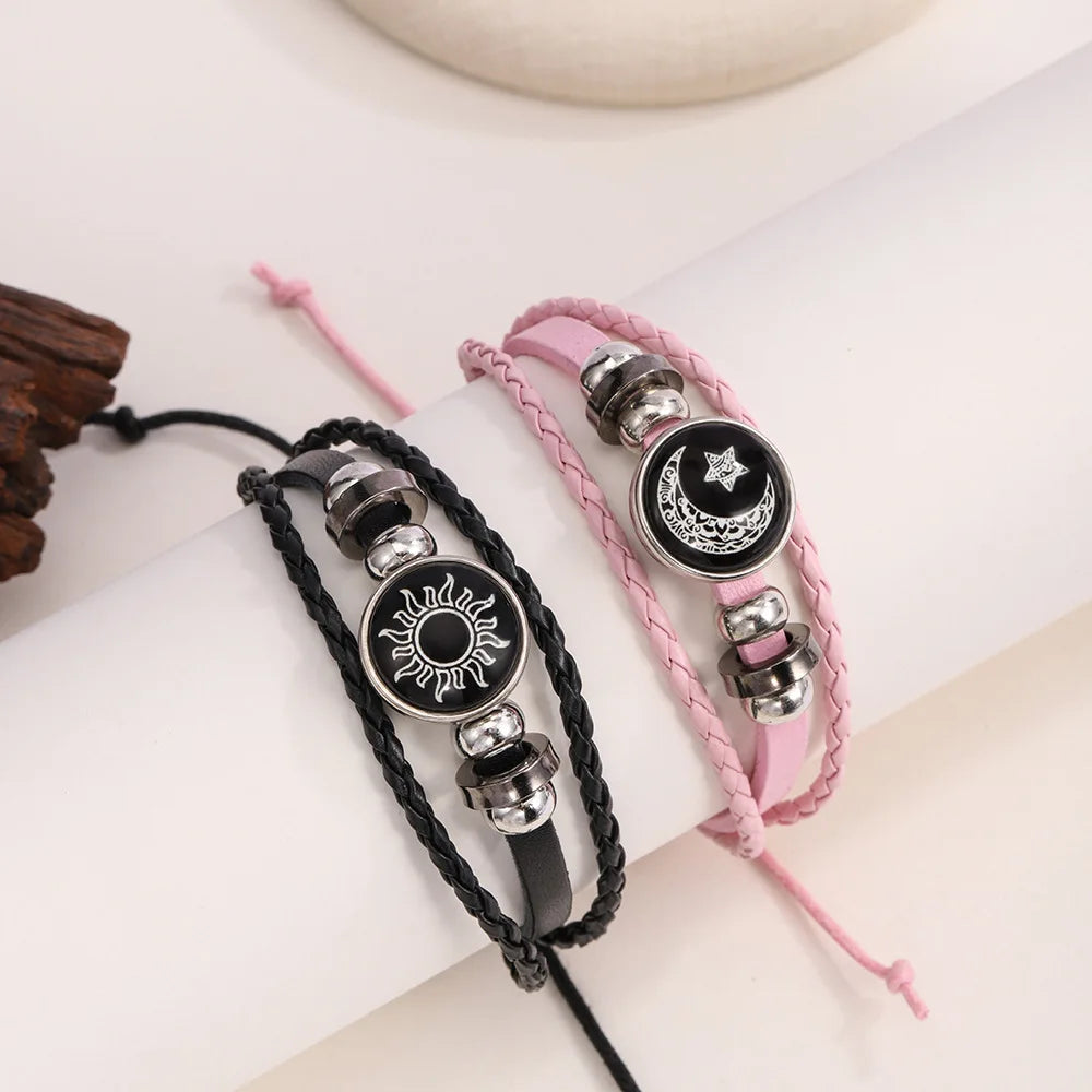 1/2Pcs Luminous Sun Moon Braided Bracelets for Lovers Adjustable Couple Bracelets Fashion Valentine Day Jewelry Girlfriend Gift